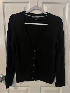 Banana Republic Black V‑Neck Button Cardigan